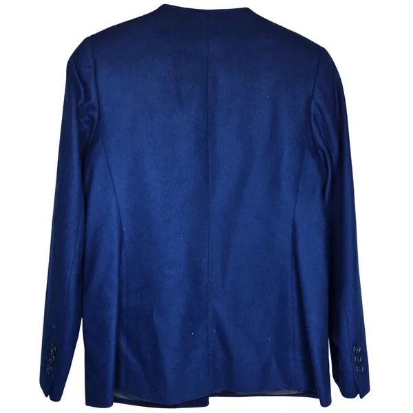 Hyde Point Petite Womens‎ Blue 100% Wool Collarless Single Button Blazer Size 6P - Image 2