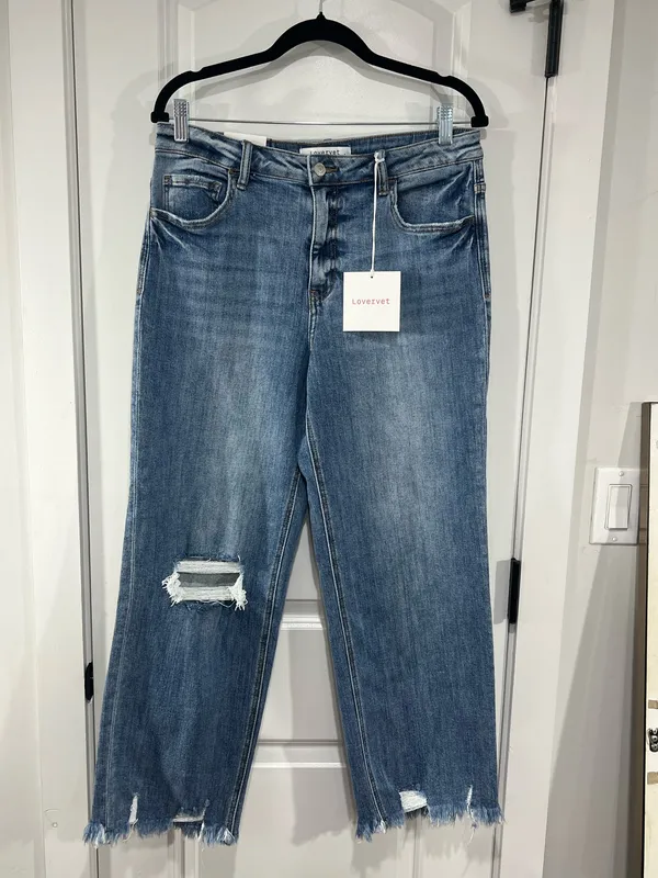 Lovervet High Rise, Medium Wash, distressed Dad Jeans - Image 3