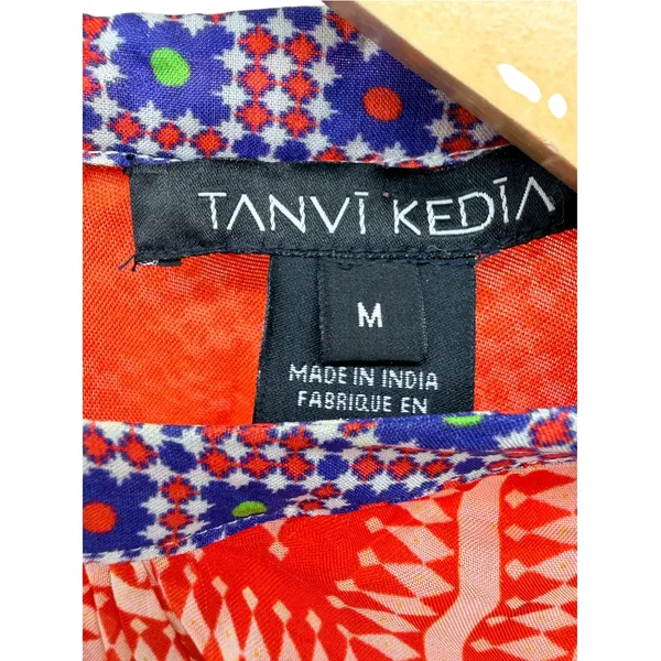 Tanvi Kedia Anthropologie Patchwork Beaded Maxi Dress Orange Red Size M AS IS - Image 6