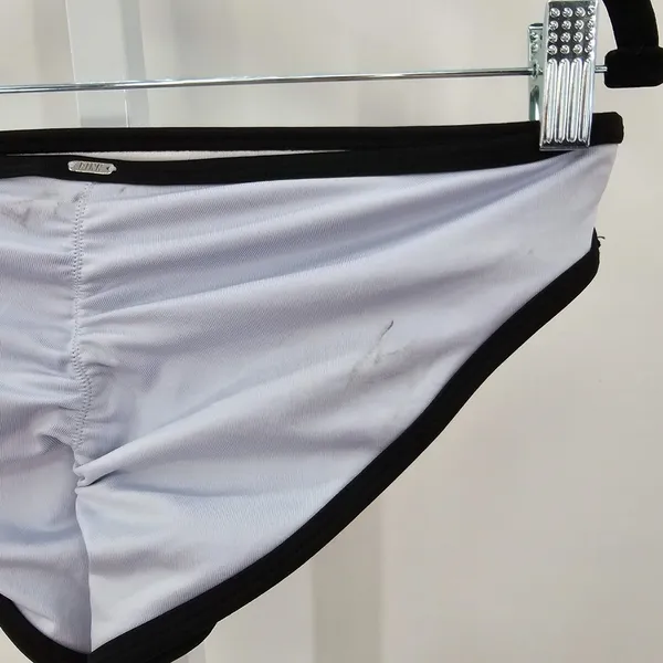 Victoria Secret Pink Active White Black Cheeky Bikini‎ Bottoms Swim Size Medium - Image 3