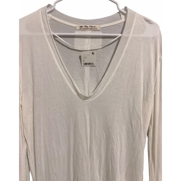 Free People We the Free Fresh & Clean Long Sleeve Top Ivory‎ Women's Size Small - Image 3
