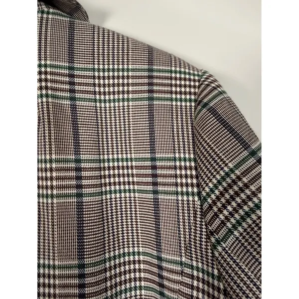 NWT ELOQUII Plaid Blazer Tie‎ Waist Jacket Women Size 20 Brown Green Formal - Image 5