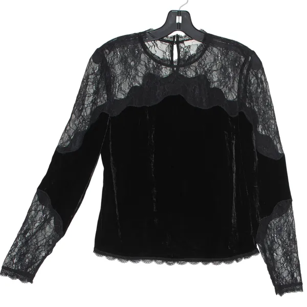 Joie Top Velvet Lace Whimsigoth Witchy Coquette Romantic Victorian Black Small - Image 5