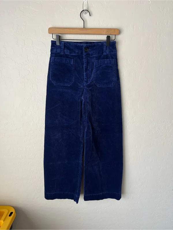 Maeve Anthropologie Wide Leg Corduroy Colette Crop Royal Blue Pants Size 26 - Image 2