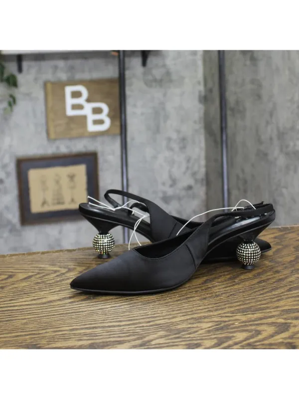 A New Day Womens Simone Rhinestone Ball Heels Satin Disco 94660894 Black 7M - Image 7