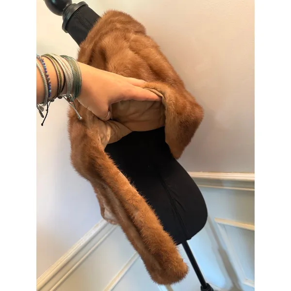 Vintage 50s/60s EMBA Autumn Haze Natural Brown Mutation Mink Fur Stole Capelet - Image 6