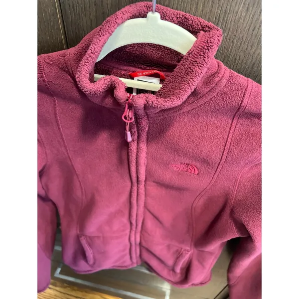 The north face burgundy fleece, zip up jacket with pockets women's‎ XS - Image 2