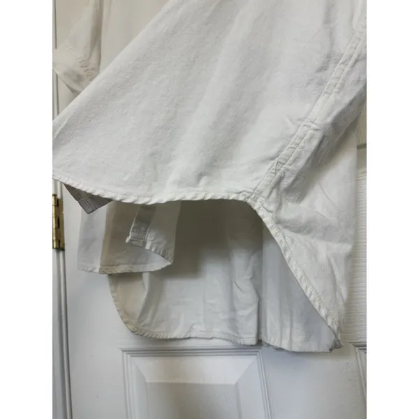 Free Assembly Linen Blend White Button Front Short Sleeve Top M Minimalist Boxy - Image 7