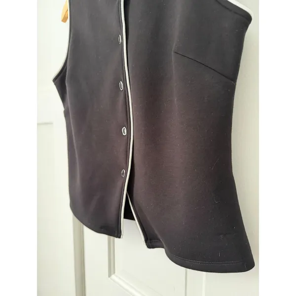 Bailey 44 Black White Contrast Piping Button Front Sleeveless Vest Top Small - Image 8