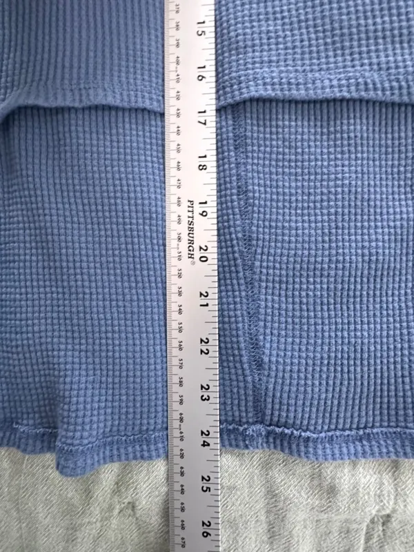 Free People We The Free Waffle Knit High Low Blue Long Sleeve Crop Top Size L - Image 7