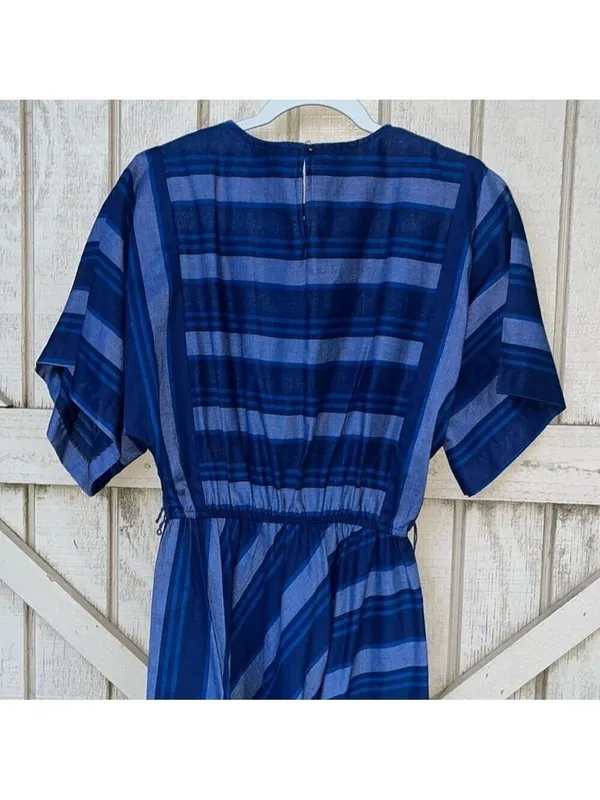 Vintage 70s 80s Short Sleeve Modest Dress Stripes cottagecore granny - Image 5