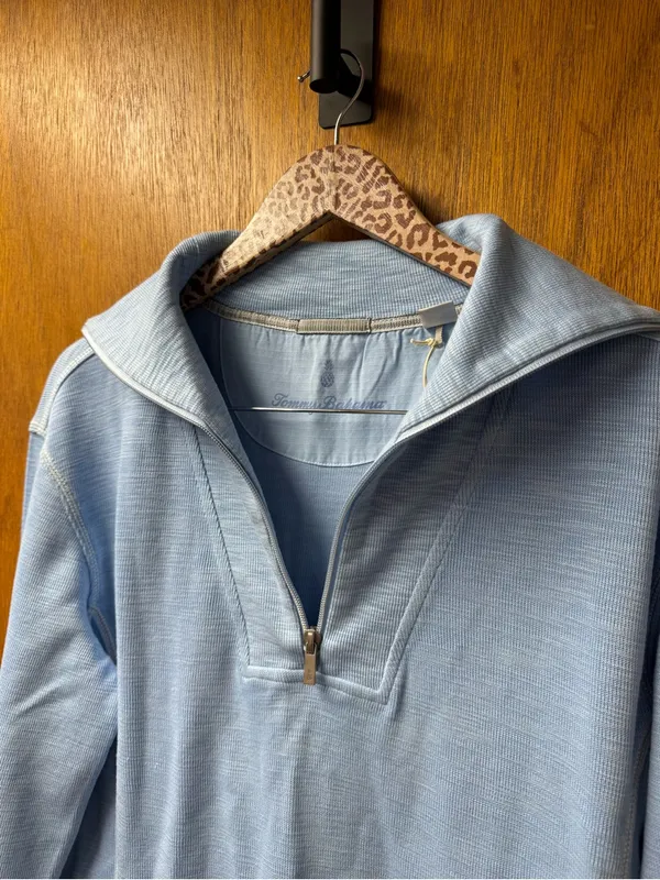 Tommy Bahama Tobago Bay Half 1/2 Zip Sweatshirt Light Sky Blue Medium NEW NWT - Image 8