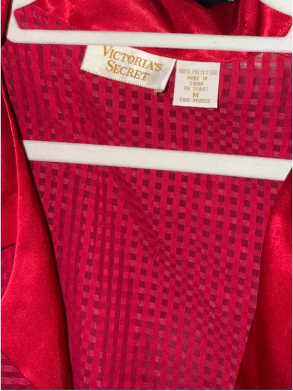 Victoria's Secret Red Sleeveless Button Down Shirt Medium - Image 3