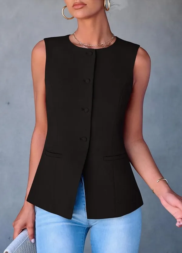 PRETTYGARDEN Black blouse vest - Image 3