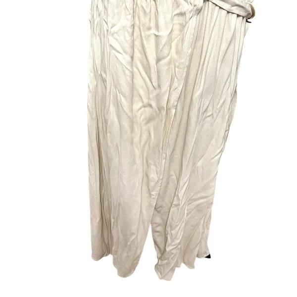 Halogen Midi Wrap Dress Notch Lapel Sleeveless Elastic Waistband Cream W 1X NWT - Image 4