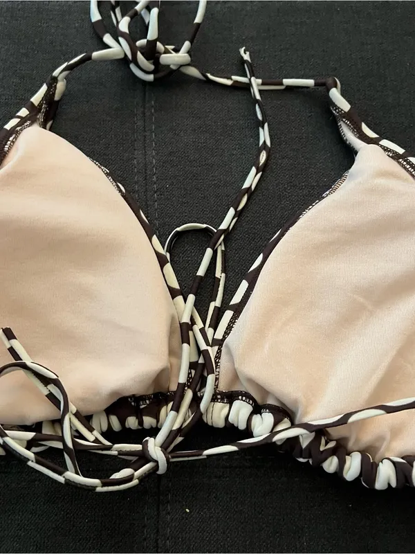Xhilaration Y2K Brown & White Polka Dot Bikini Size Large Bottom Extra Large Top - Image 12