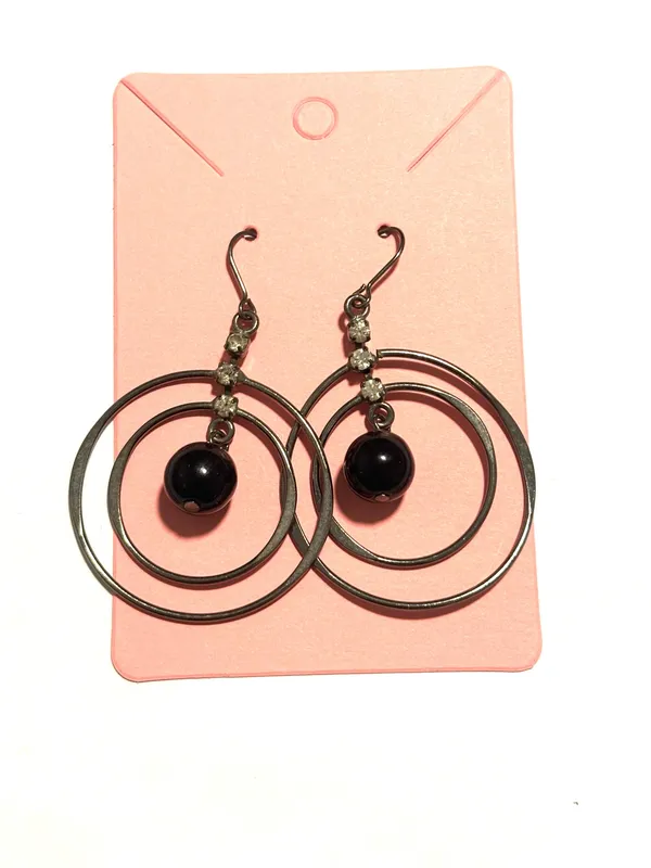 Black and Gray dangle earrings Silver - Image 2