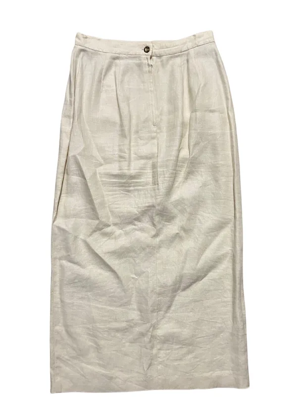 Vintage 90s White Button Down Linen Skirt 🔥 - Image 4