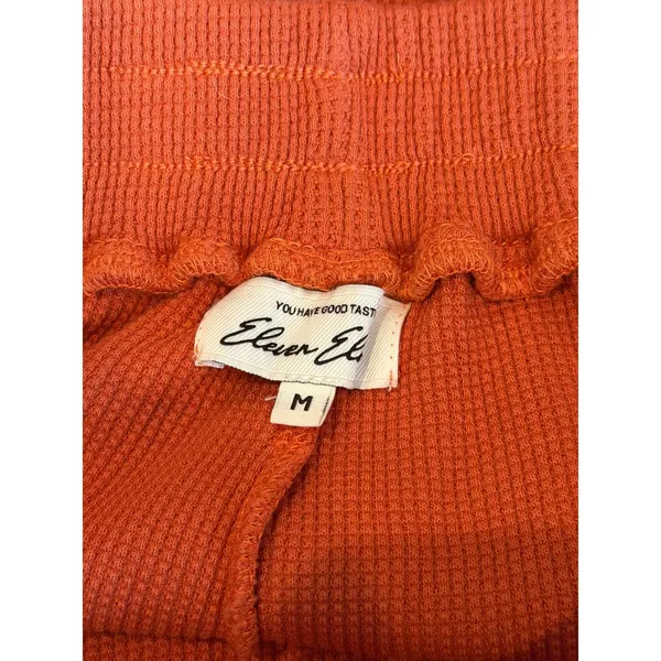 Eleven Eleven Thermal Shorts Waffle Knit Orange Elastic Waist Lounge Medium - Image 6