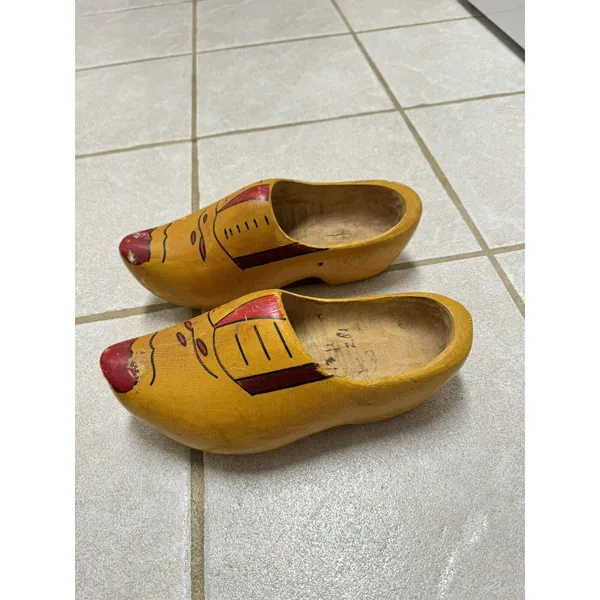 Vintage~Wood~Dutch Clogs~Traditional‎ Shoes~Colorful~Holland - Image 2