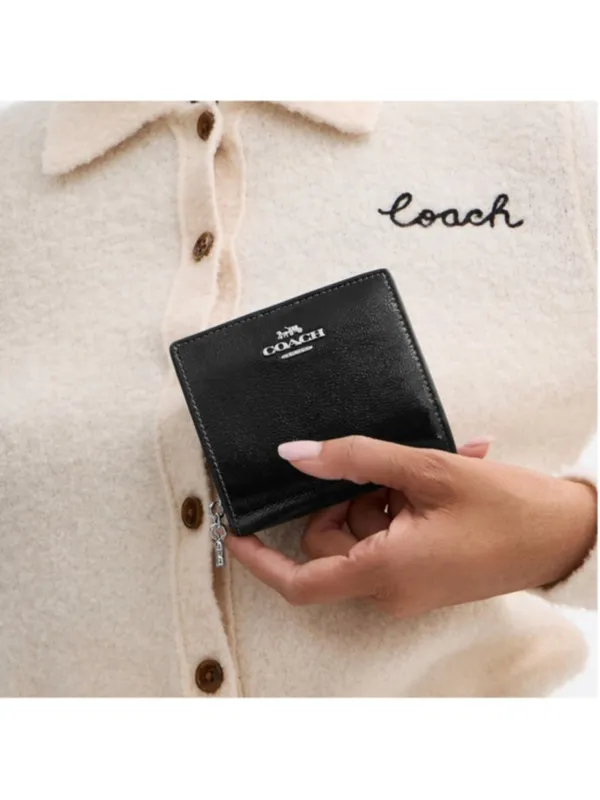 NEW Coach Black Patent Crinkle Leather Snap Wallet CCL79 New in Coach Box - Image 9