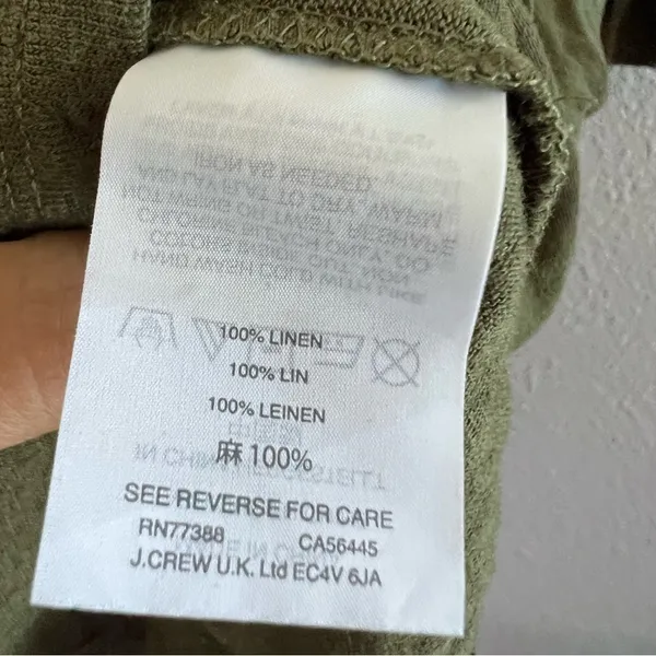 J Crew 100% Linen Green Ruffle Sleeve Relaxed Lagenlook Style GC049 Medium - Image 4