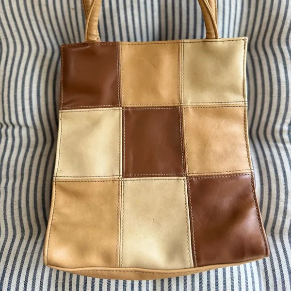 Vintage 90’s Y2K Tan Brown Patchwork Rectangular Shoulder Bag - Image 16