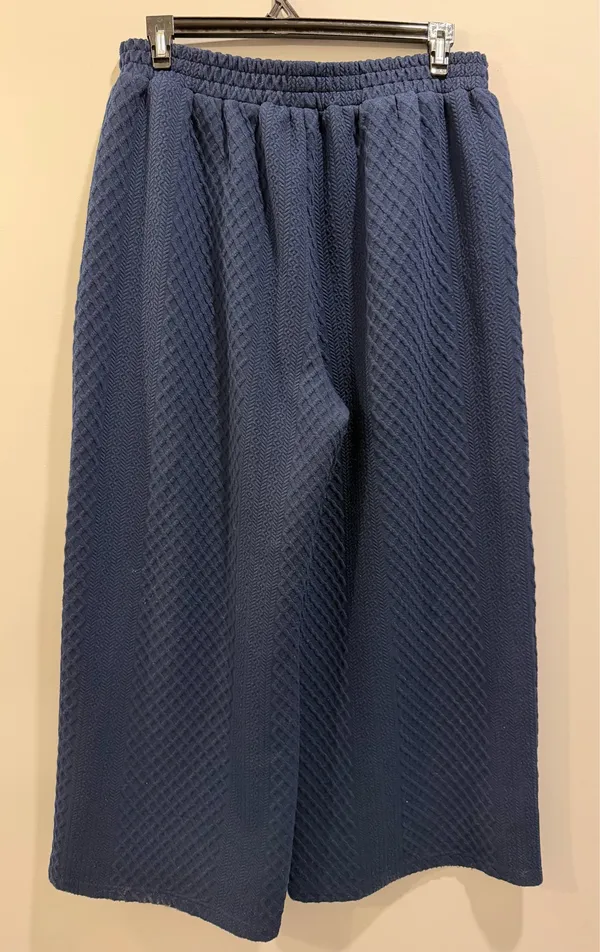Oddy Textured Quarter Zip Pullover and Wide Leg Pants Matching Loungewear Set Navy / Midnight Blue - Image 10