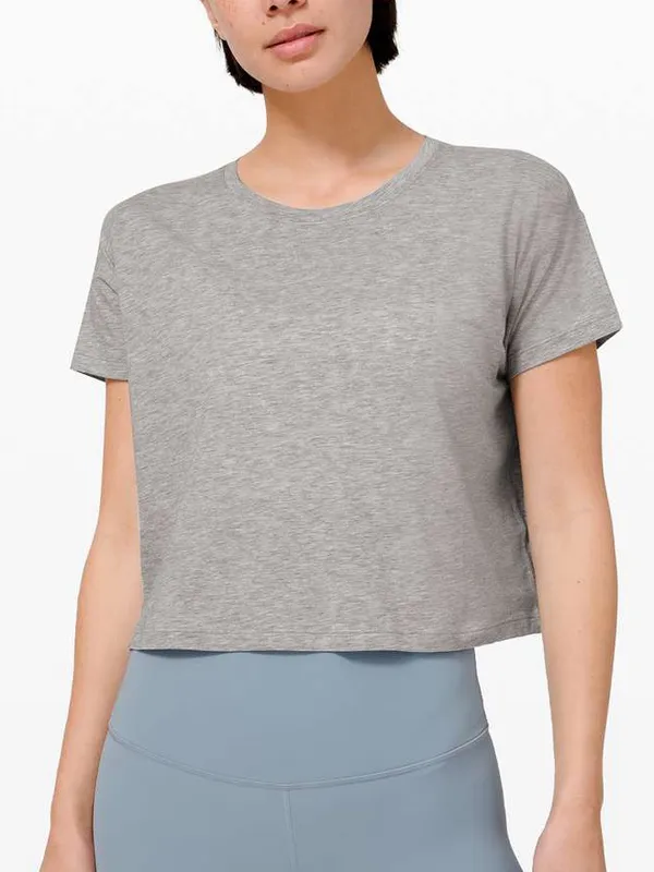 Lululemon Cates Tee Heathered Core Light cropped crew short sleeve performance - Image 7