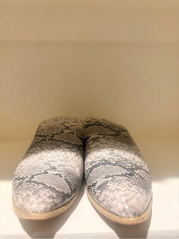 Nova Snake-Print Slip-On Mule in Cream and Gray - Image 4