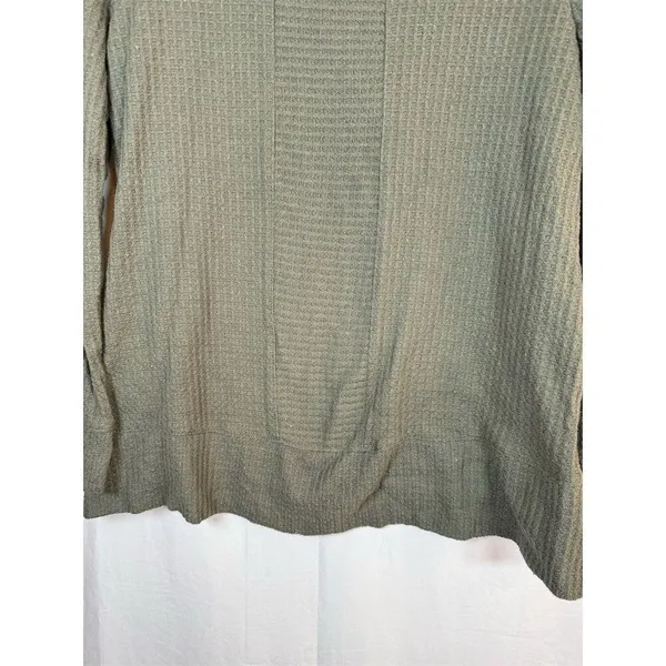 Green Tea Top Womens Small Olive Green Waffle Knit Thermal Long Sleeve - Image 9