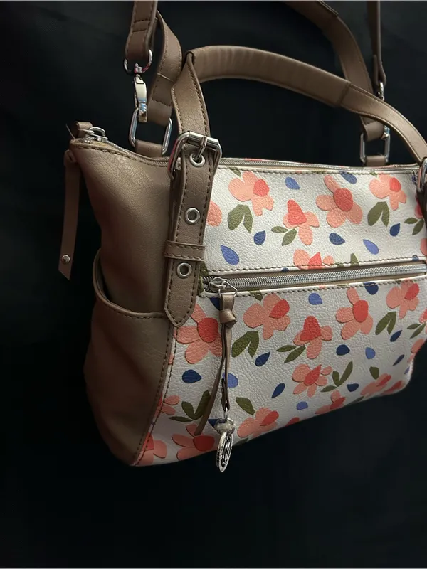Relic Women’s Floral Print Shoulder Bag in Taupe & Coral - Image 4