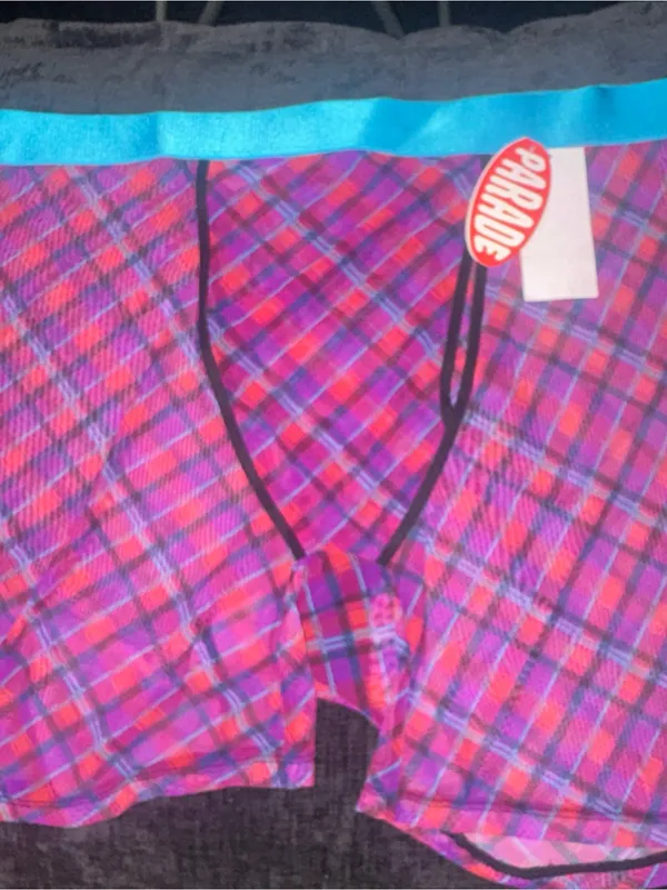 Plaid Boyshort Panty with Turquoise Waistband - Image 3