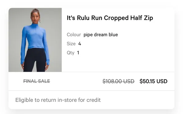 Lululemon Rulu Run Cropped Half-Zip - Image 3