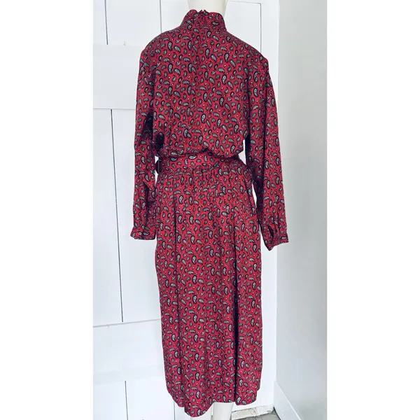 Vintage Talbots Paisley Maxi Dress Prairiecore Cottagecore Long Sleeve Womens 12 - Image 4