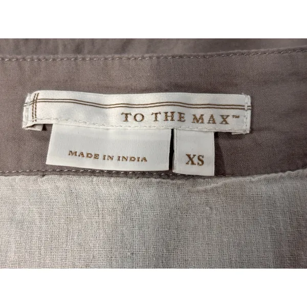 To The Max‎ Dress XS Gray Grey Tan White Tiered Cotton Boho Sundress Cottagecore - Image 6