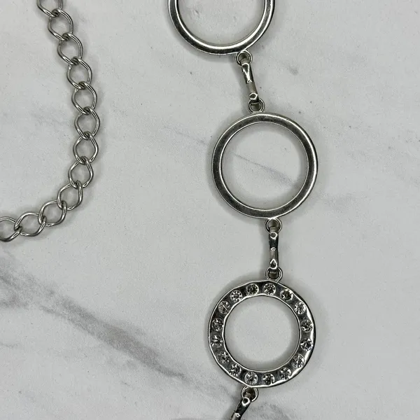 Rhinestone Open Hoop Circle Silver Tone Chain Link Belt One Size (OS) ✨ - Image 5