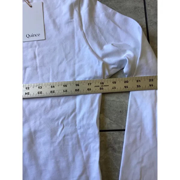 Quince Organic Cotton Stretch Long Sleeve Crew Neck Bodysuit White XL - Image 3