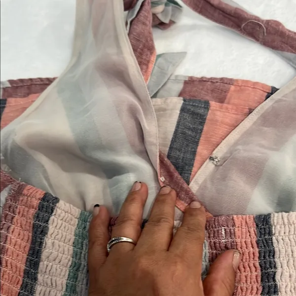 American Eagle Outfitters Pink and Green Halter Maxi Sundress - Image 7