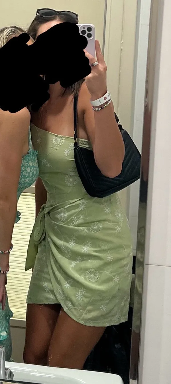 Lulus Blissful Persona Green Embroidered One-Shoulder Mini Dress - Image 4