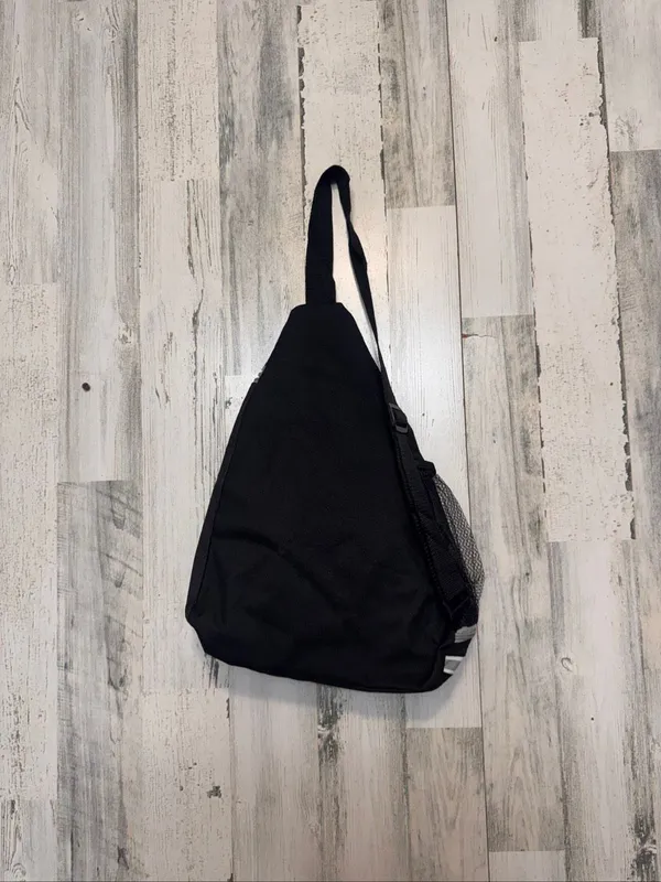 Athletic Sling Backpack Unisex OS Black Striped Crossbody Travel Gym Bag - Image 2
