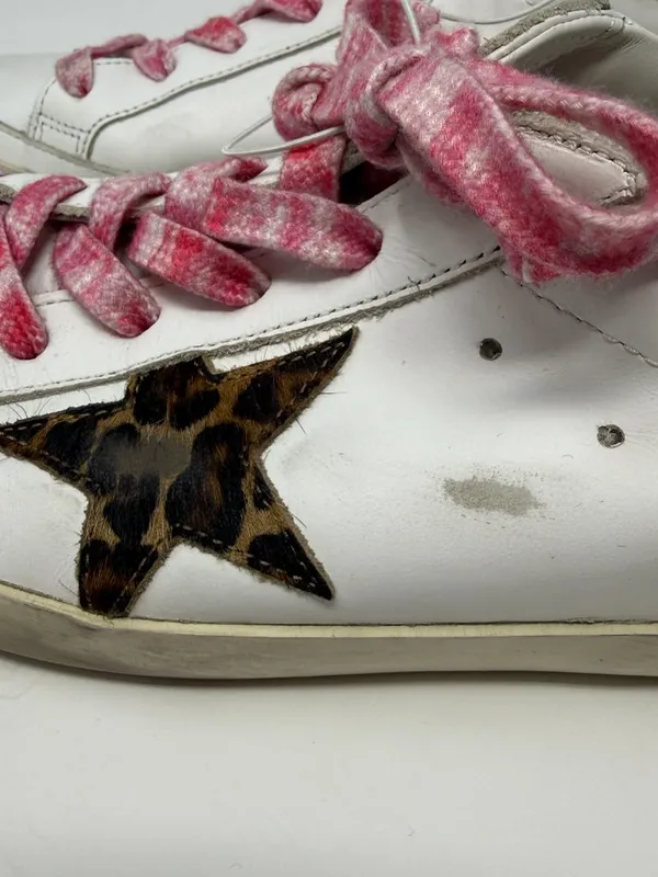 Golden Goose Super-Star Low Top Sneakers Women's IT 40 US 10 White Leopard NWOB - Image 8