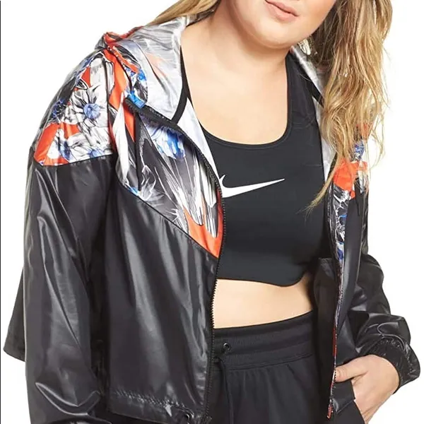 Nike Floral Sportswear Windrunner Black/Red Funnel Neck Jacket NWOT - Image 3