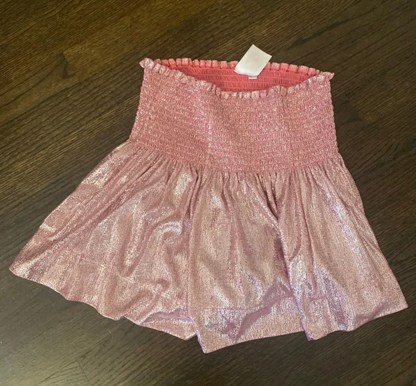 The Pants Store Queen of Sparkles Pink Metallic Swing Shorts - Image 2