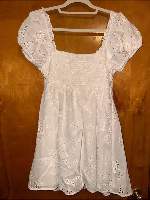 Altar'd State Paloma White Eyelet Tie-Front Mini Dress size L - Image 4
