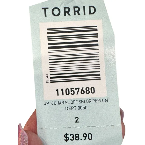 Torrid Off Shoulder Peplum Top dark gray, Torrid Size 2 / 2X (18/20) NEW NWT - Image 6