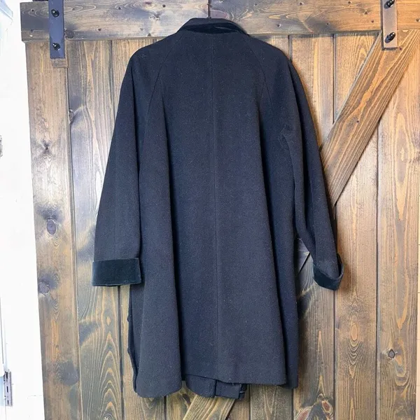 Vintage Herman Kay 100% WOOL Coat‎ Lined Jacket Pea Coat Black Size 14 - Image 3