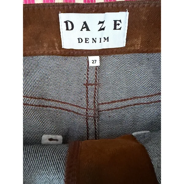 Daze Denim Brown Mini Skirt Size 27 NWOT Faux Leather Look Western Boho - Image 5