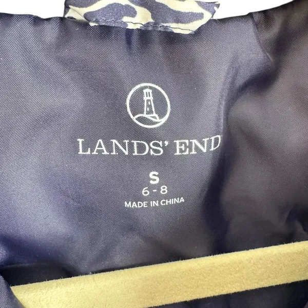 Lands'‎ End Blue White Full Zip Quilted Insulated Mock Neck Puffer Vest Size S - Image 6