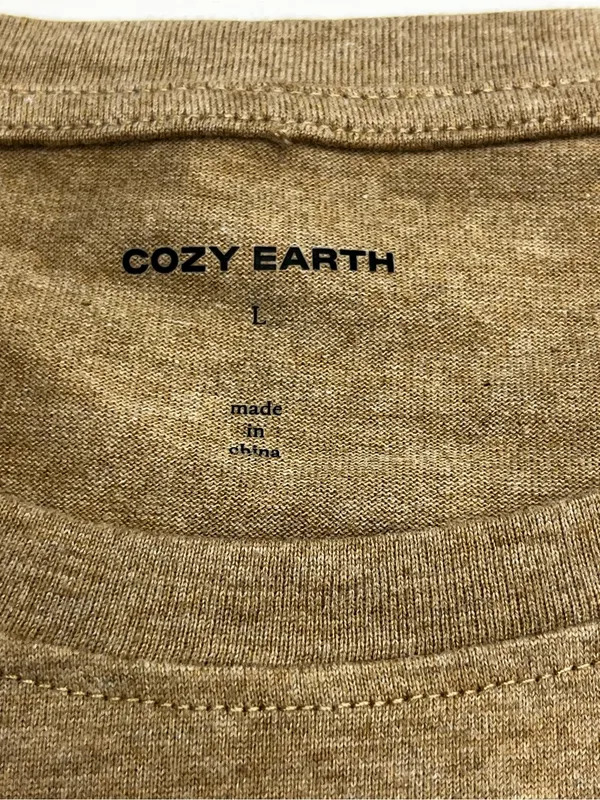 Cozy Earth Women’s All Day Tee Tan Beech Heather Large Short Sleeve Shirt NEW - Image 2